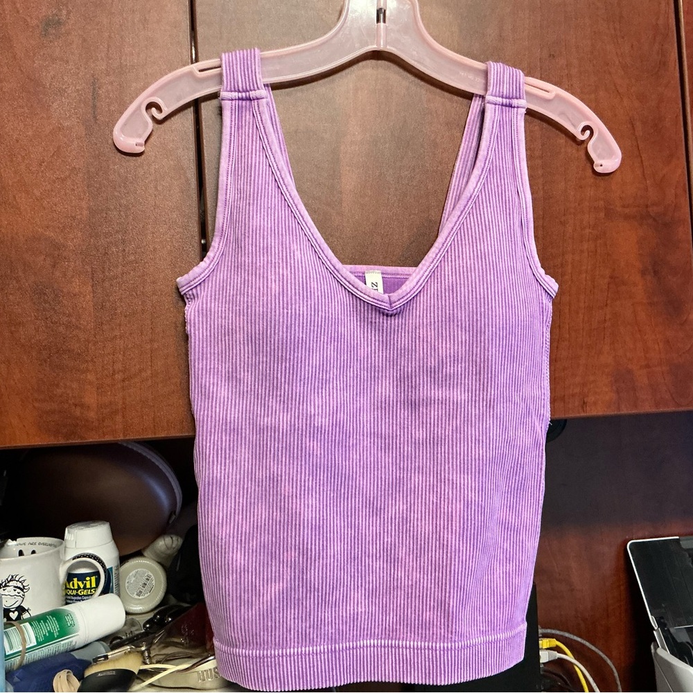 Purple Ribbed Women's Padded Brami